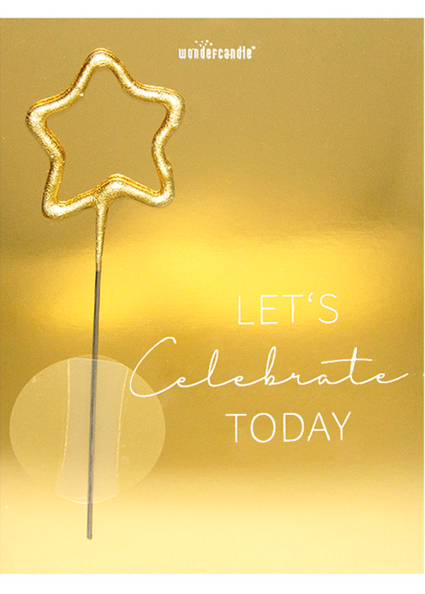 Wondercandle met kaartje "Let's celebrate today"
