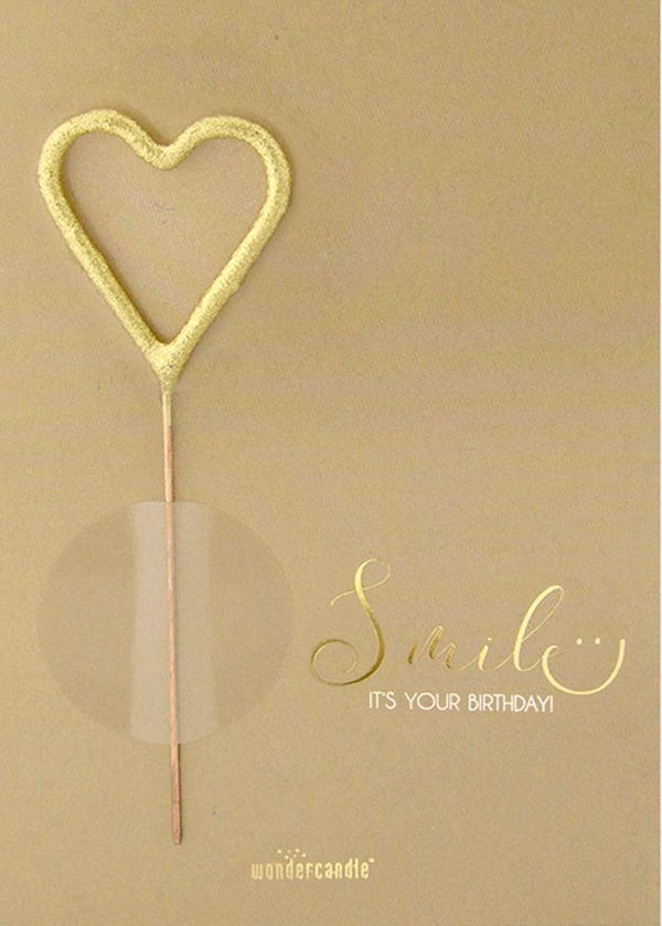 Wondercandle met kaartje "Smile it's your birthday!"