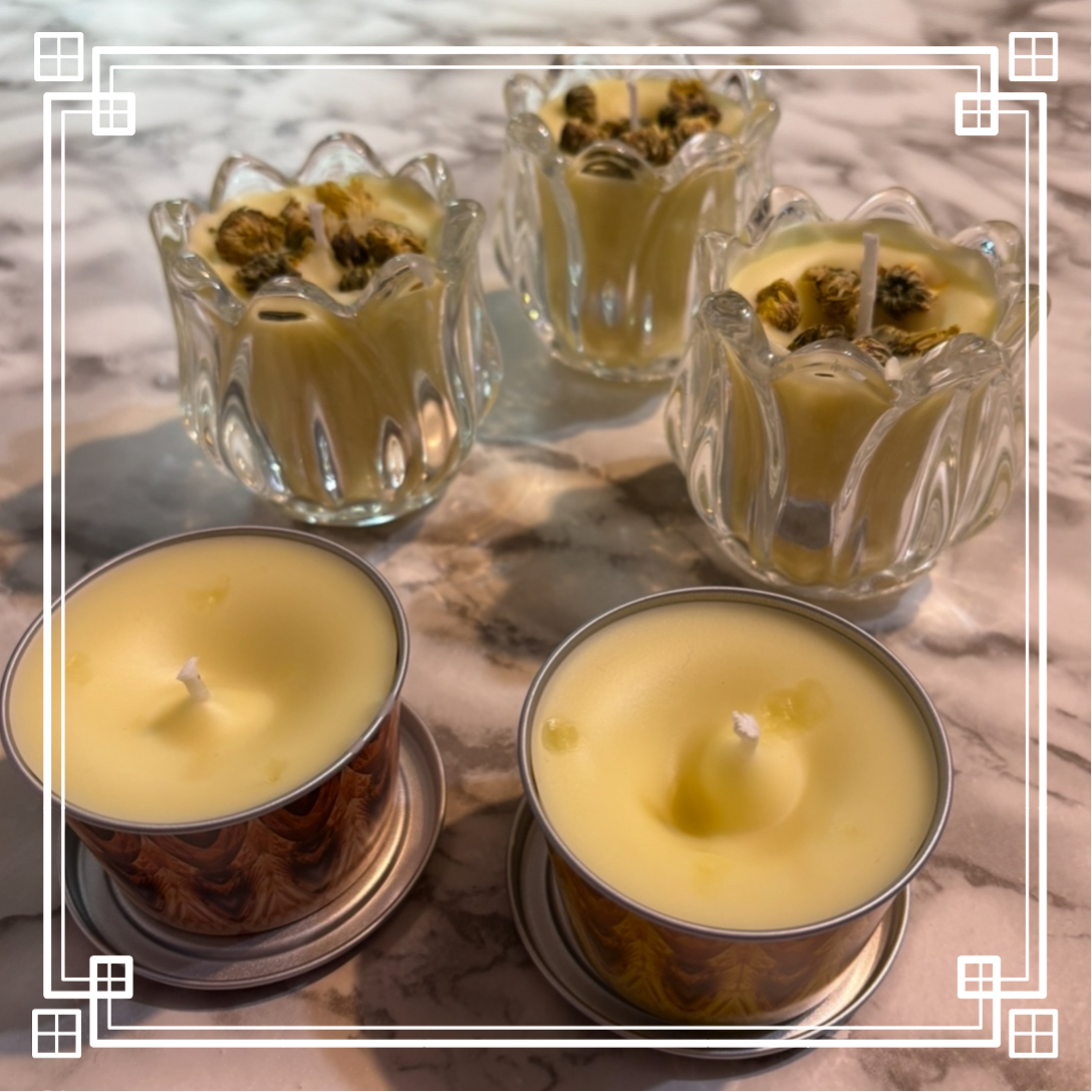 Bougies à fragrance de tulipe et de chrysanthème