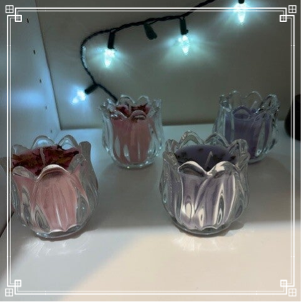 Chandelles à fragrance lavande ou rose