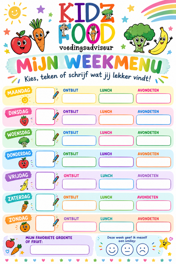Weekmenu om zelf in te vullen
