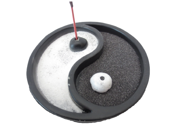 Wierookschaaltje Yin Yang Zwart (Met zand!)