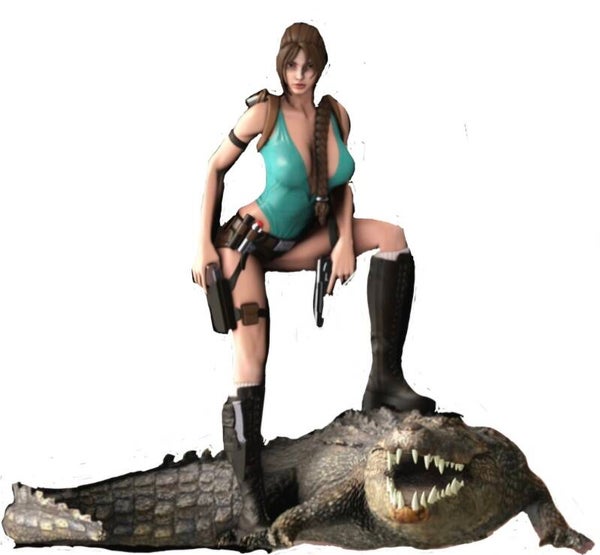 Angelina Jolie as Lara Croft with Crocodile in TOMB RAIDER