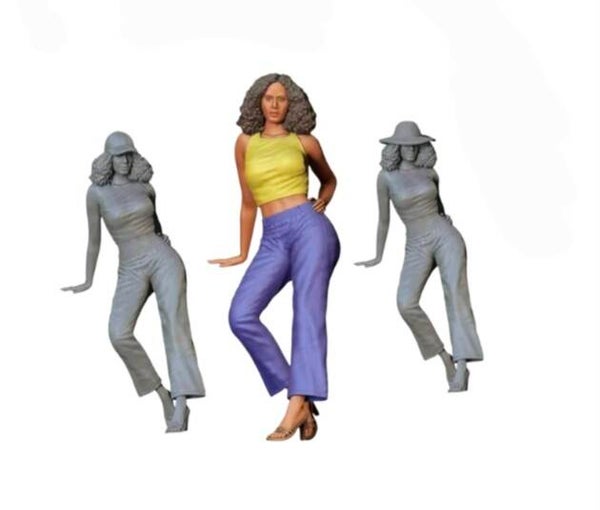 Woman Leaning on a Car (3 head options)