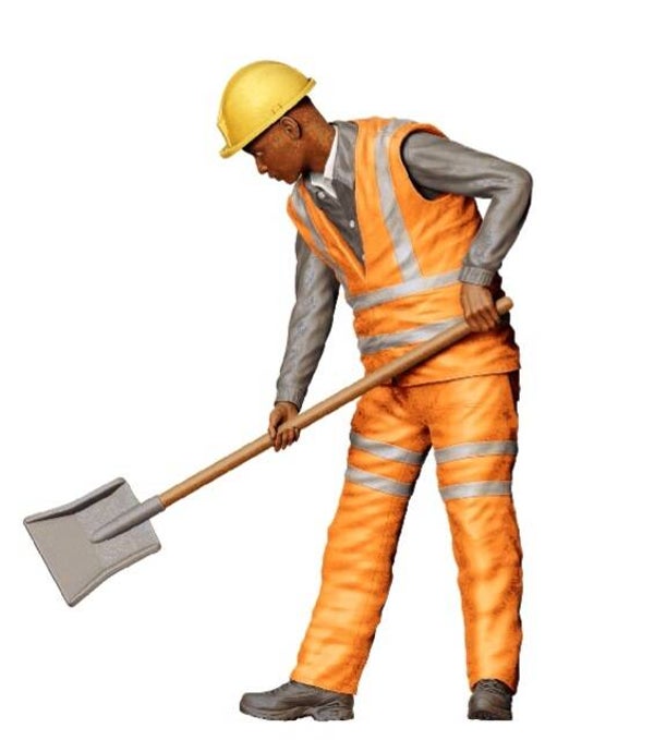 Railway Track Worker with Shovel