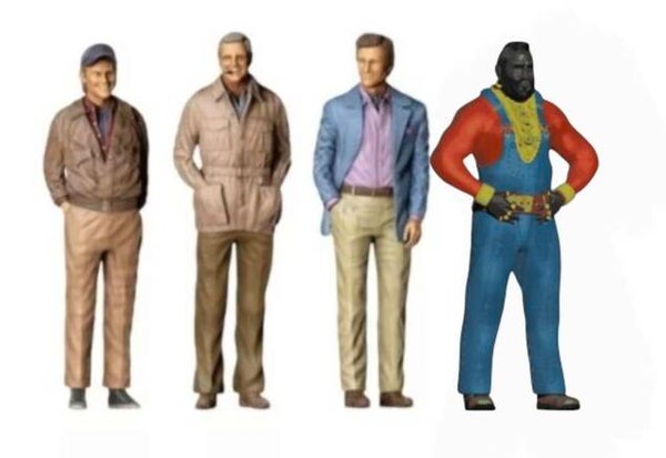 THE -A- TEAM Figure Set - Howling Mad Murdoch, Hannibal Smith, Face Man & B A Baracus