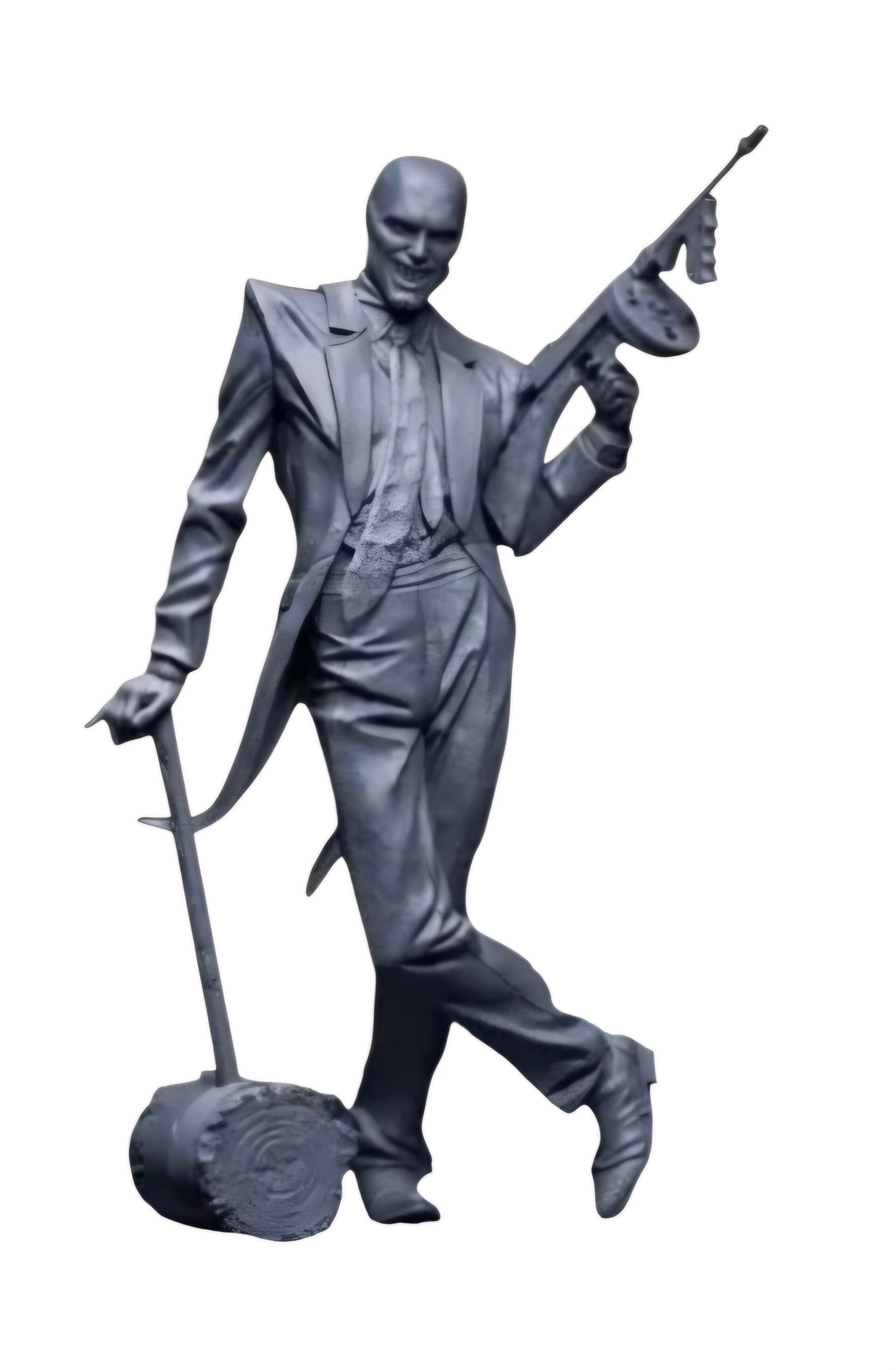 Jim Carey as Stanley Ibkiss with Hammer in THE MASK