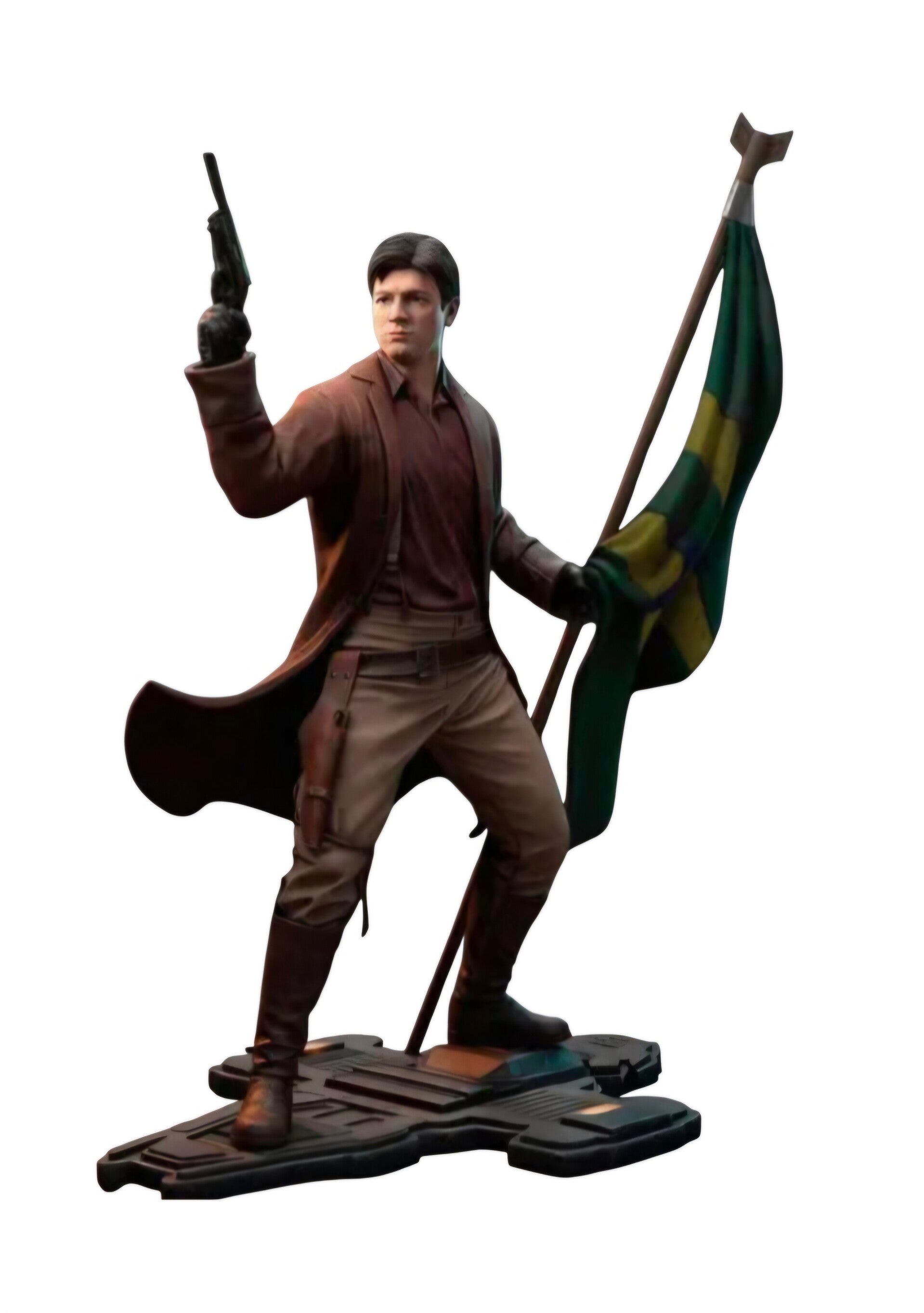 Nathan Fillion as Captain Malcolm Reynolds (on base) in FIREFLY