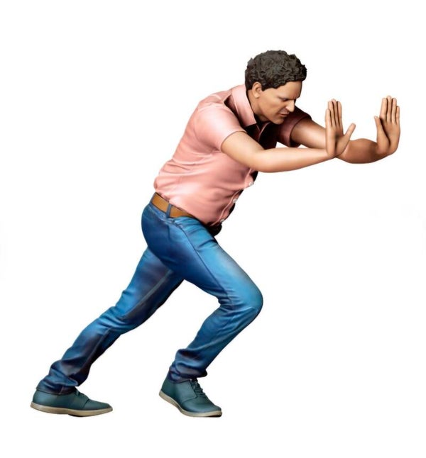 Person pushing a car