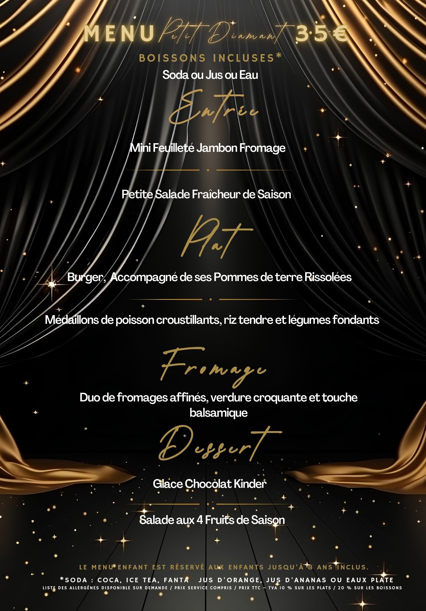Les Menus et Tarifs | Le Cristal Cabaret