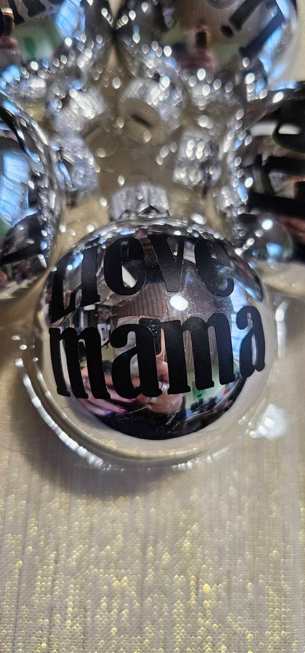 Kerstbal met tekst zilver