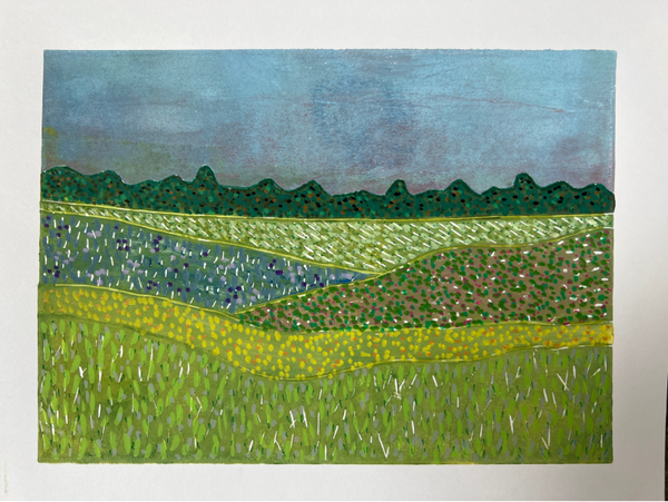 Mixed media abstract landschap