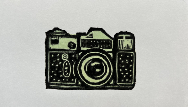 Linoprint fotocamera tweekleurig