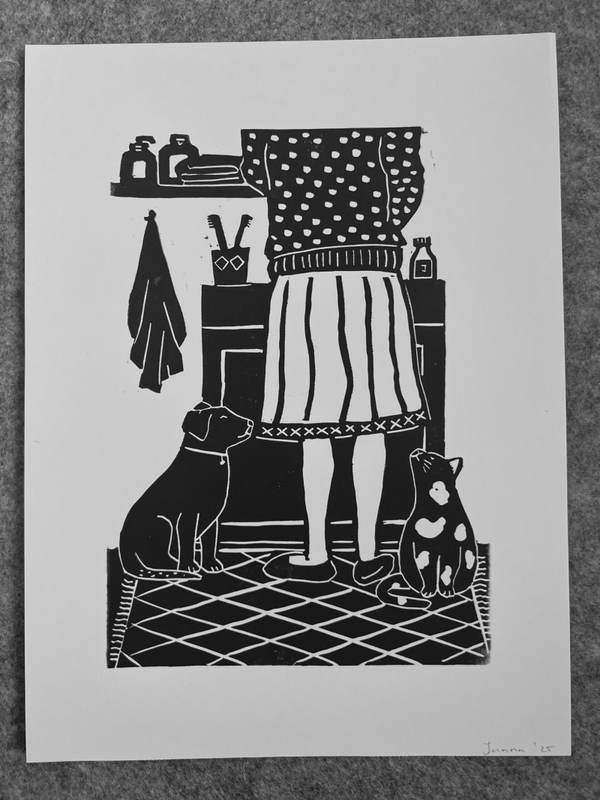 Linoprint “samen opstaan”