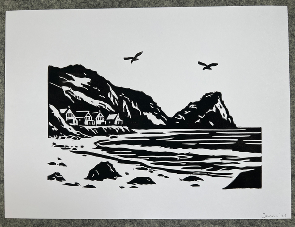 Linoprint de kust