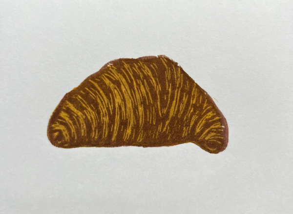 Twee-Kleurige linoprint croissant