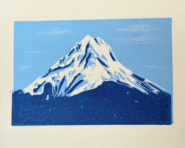 Reductie linoprint “berg”