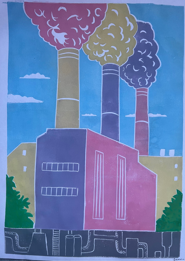 Linoprint “Insta factory”