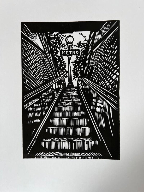 Linoprint metro Parijs