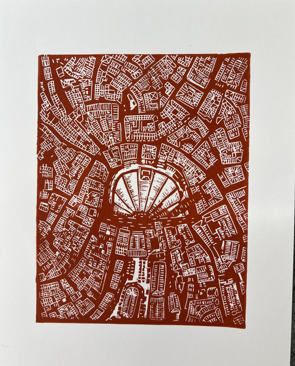 Plattegrond Siena in de kleur burned sienna