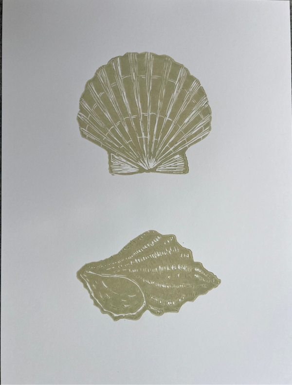 Linosnede schelpen zandkleur