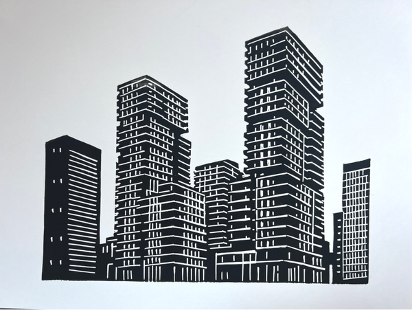 Linosnede Zuidas amsterdam zwart wit