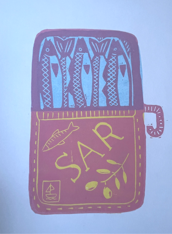 linoprint blik sardines
