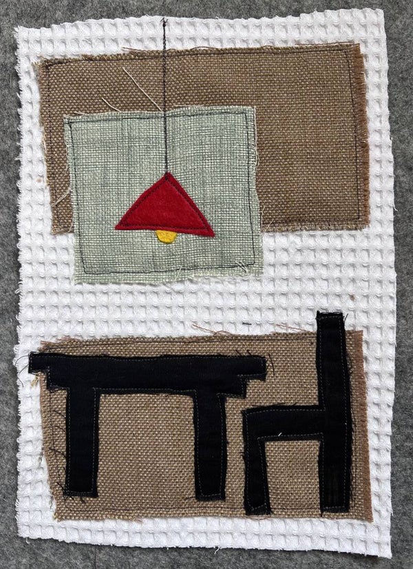 textielkunst tafel, stoel en lamp