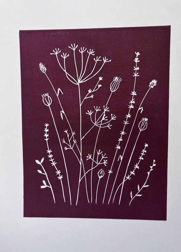 Linoprint Veldbloemen