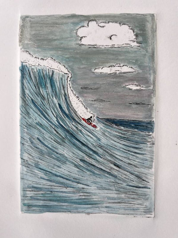 Mixed media en ets Surfer