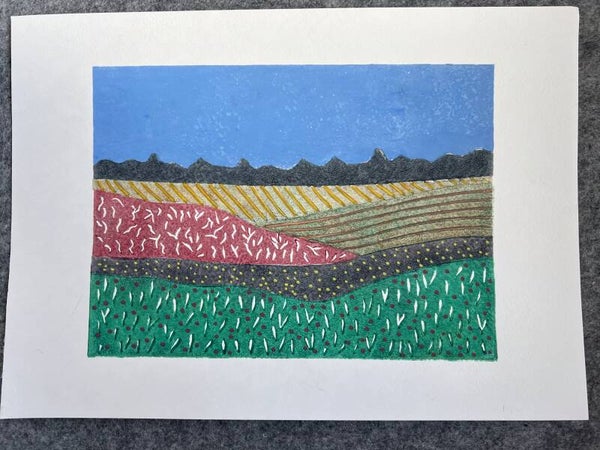 linoprint Frans landschap