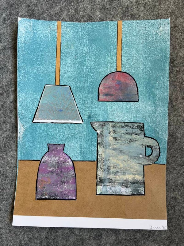 Collage “tafel met lampen”