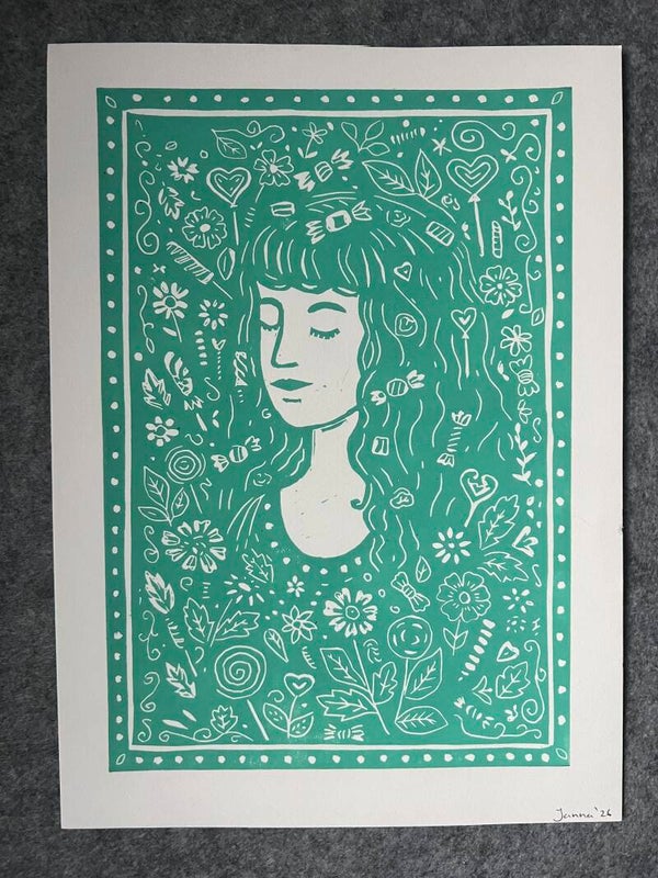 Linoprint “candy girl”
