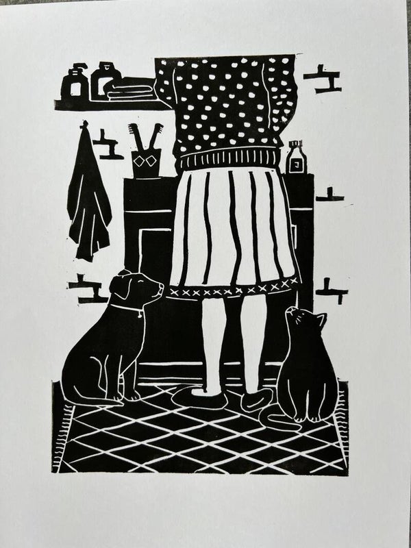 Linoprint “Samen opstaan”.