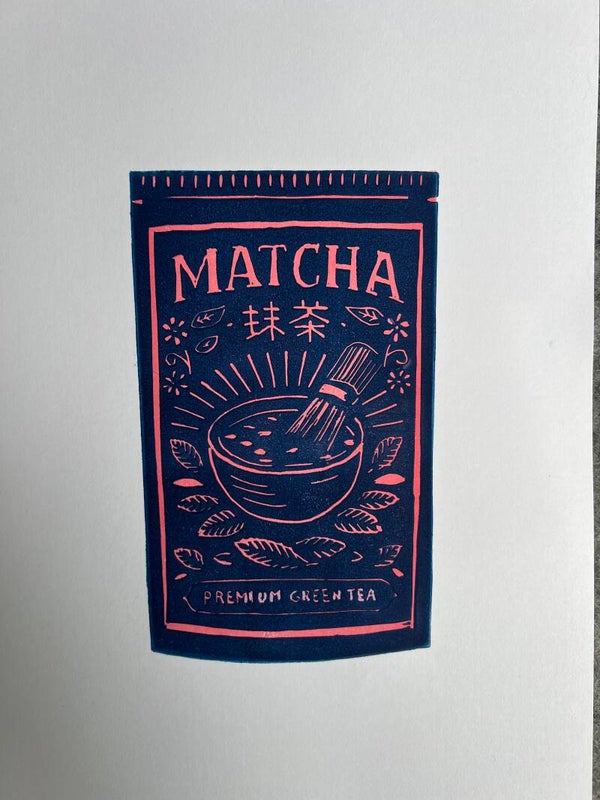 Matcha in blauw en roze