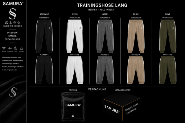 SAMURA Trainingshose Herren – Premium Jogger | Schwarz, Weiß, Grau, Beige & Olive