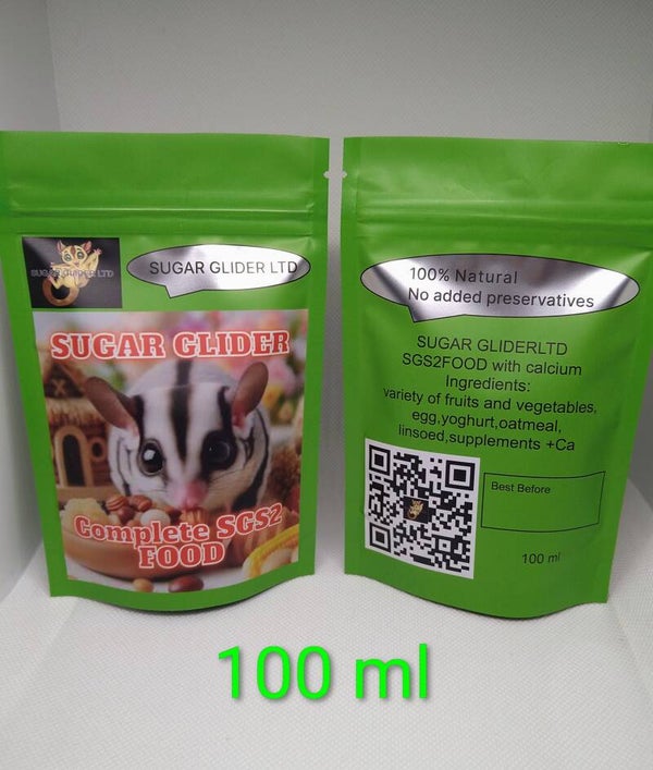 SGS2 Sugar Glider Food fresh frozen mush 100ml BIG BAG easy to store in the freezer❄️❄️❄️