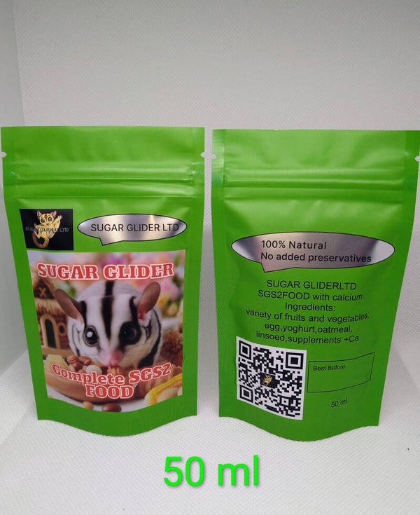 SGS2 Sugar Glider Food fresh frozen mush 50ml SMALL BAG easy to store in the freezer❄️❄️❄️