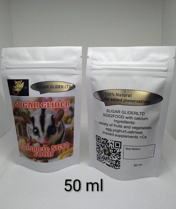 SGS2 Sugar Glider Food fresh frozen mush WITH CALCIUM 50ml SMALL BAG easy to store in the freezer❄️❄️❄️