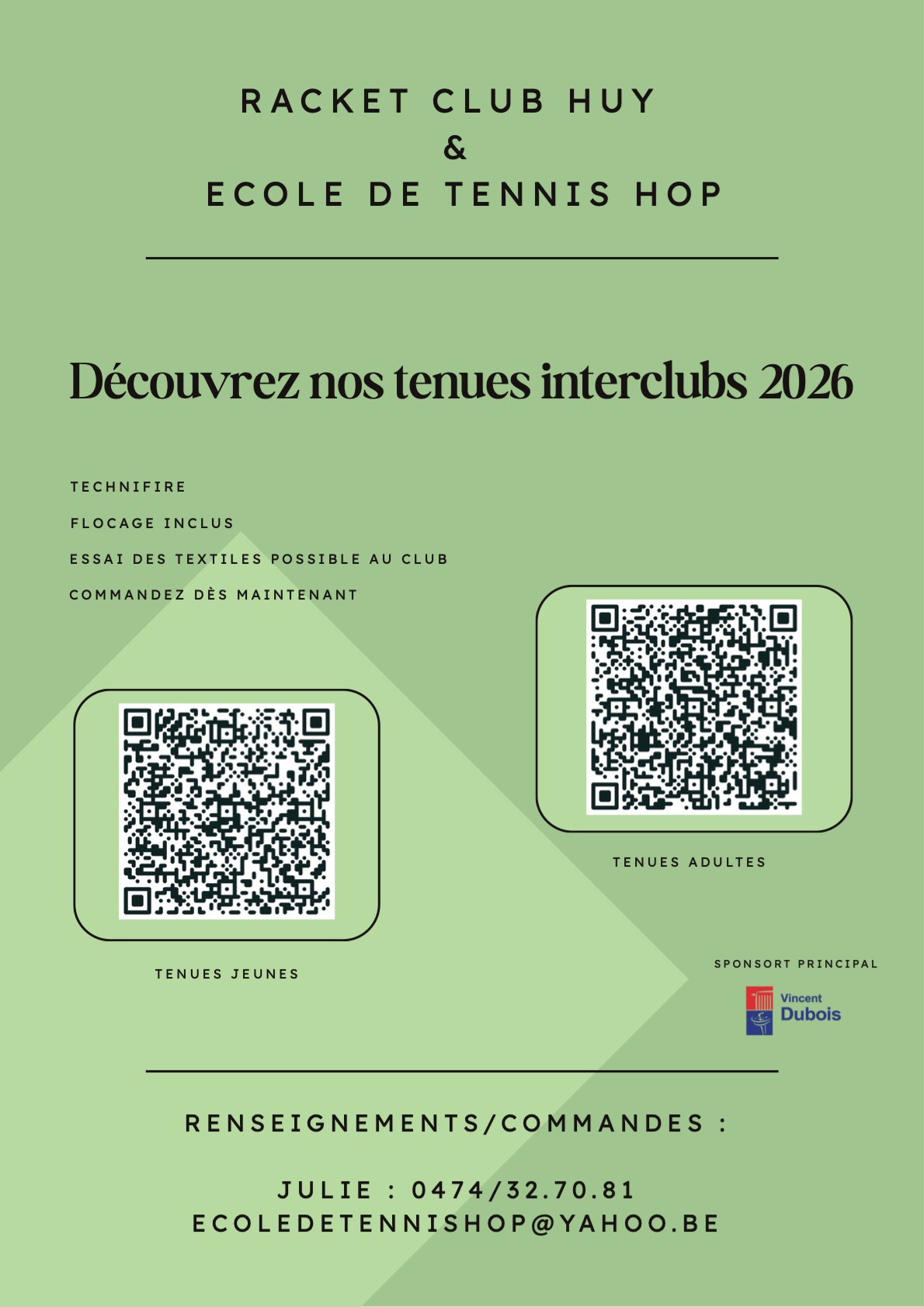 Tenues Racket Club Huy - Hop