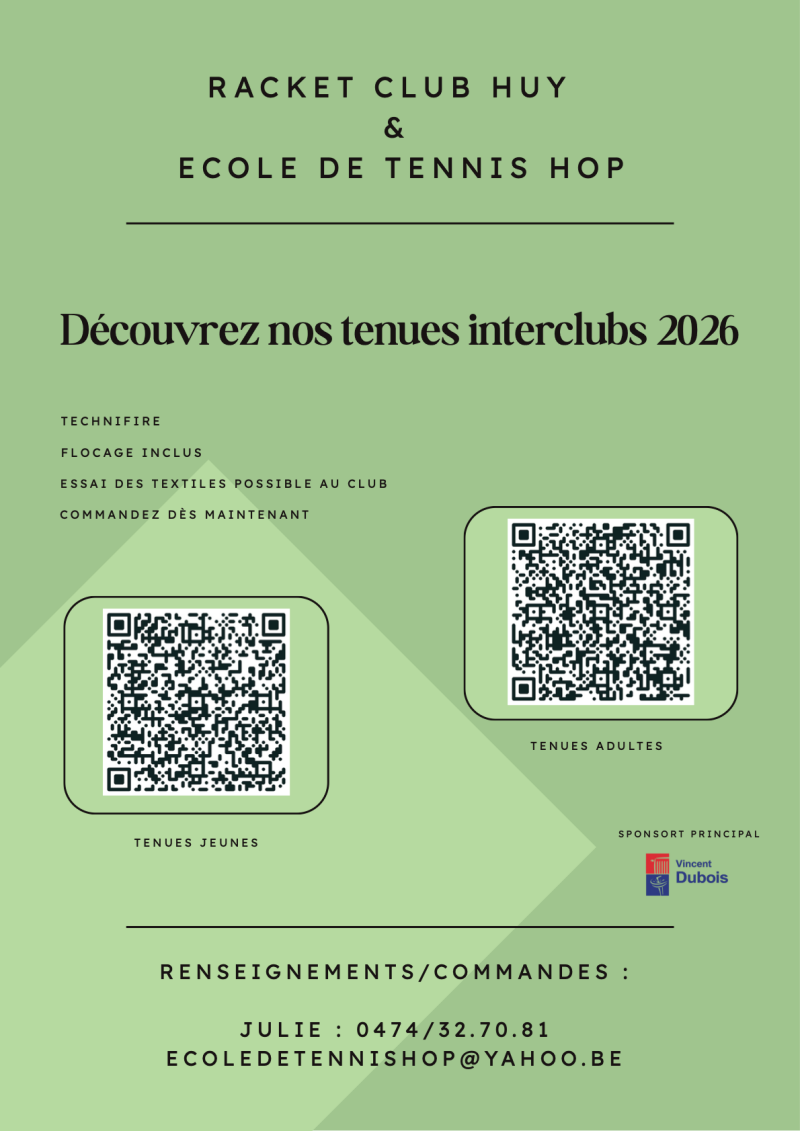 Tenues Racket Club Huy - Hop