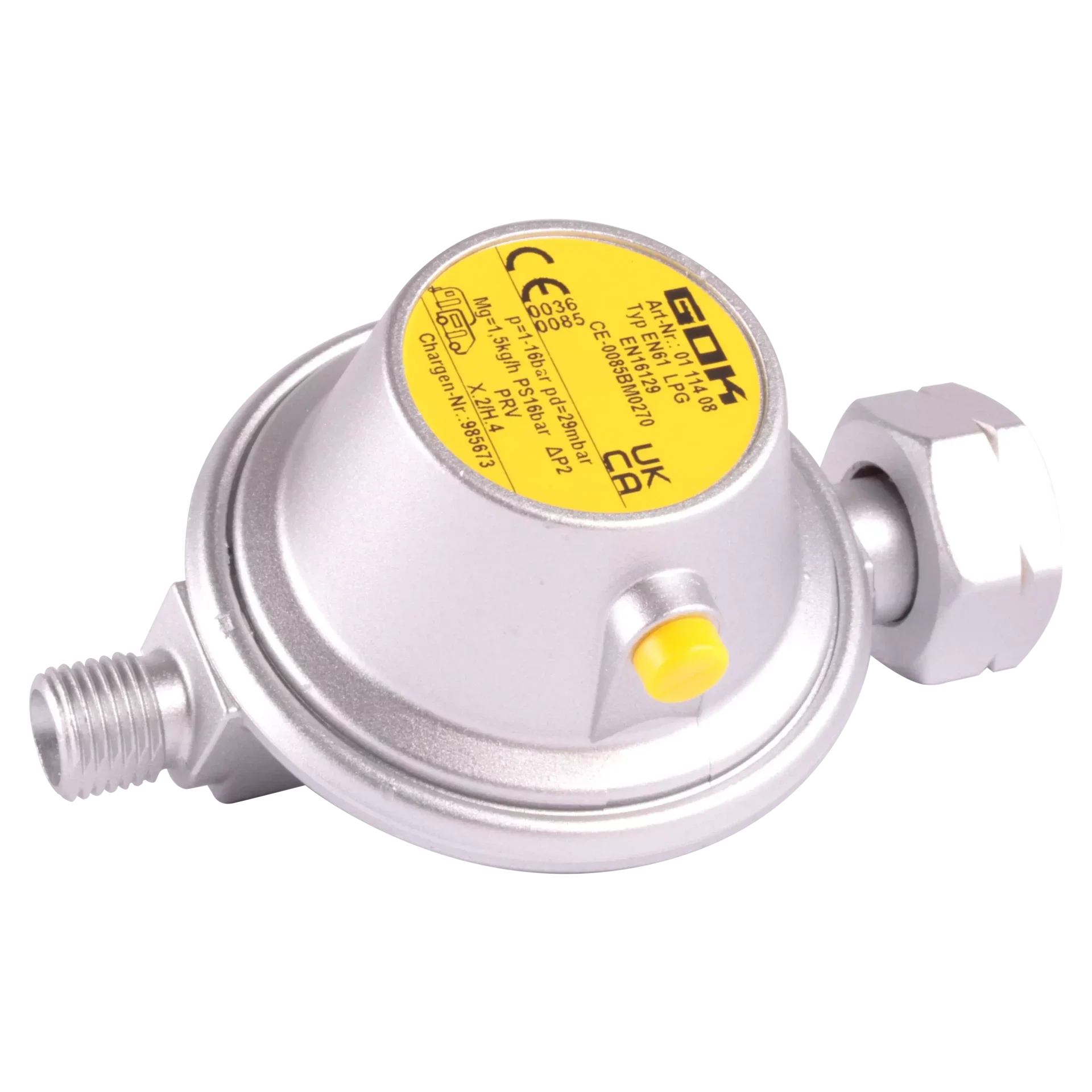 GOK - Veiligheidsdrukregelaar met Afblaasventiel - 1/4 linkse aansluiting - 30mb - 0410020B