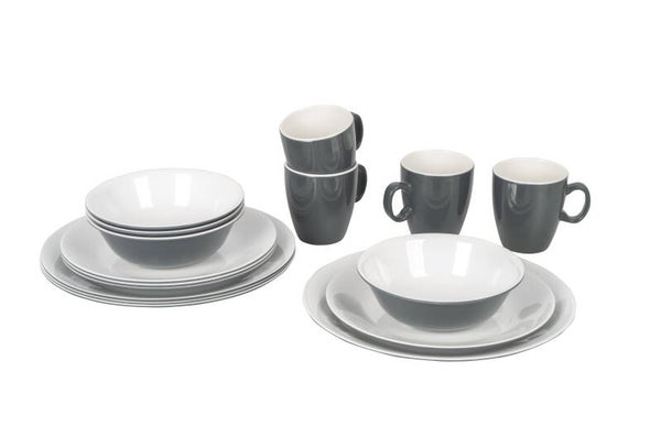 Bo-Camp - Servies - Two-tone - 16 Delig - Grijs - 6181274