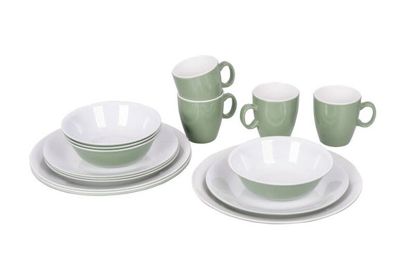 Bo-Camp - Servies - Two-tone - 16 Delig - Groen - 6181319