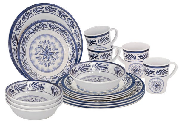 Bo-Camp - Servies - 100% Melamine - 16-delig - Old Dutch - Blauw - 6181360