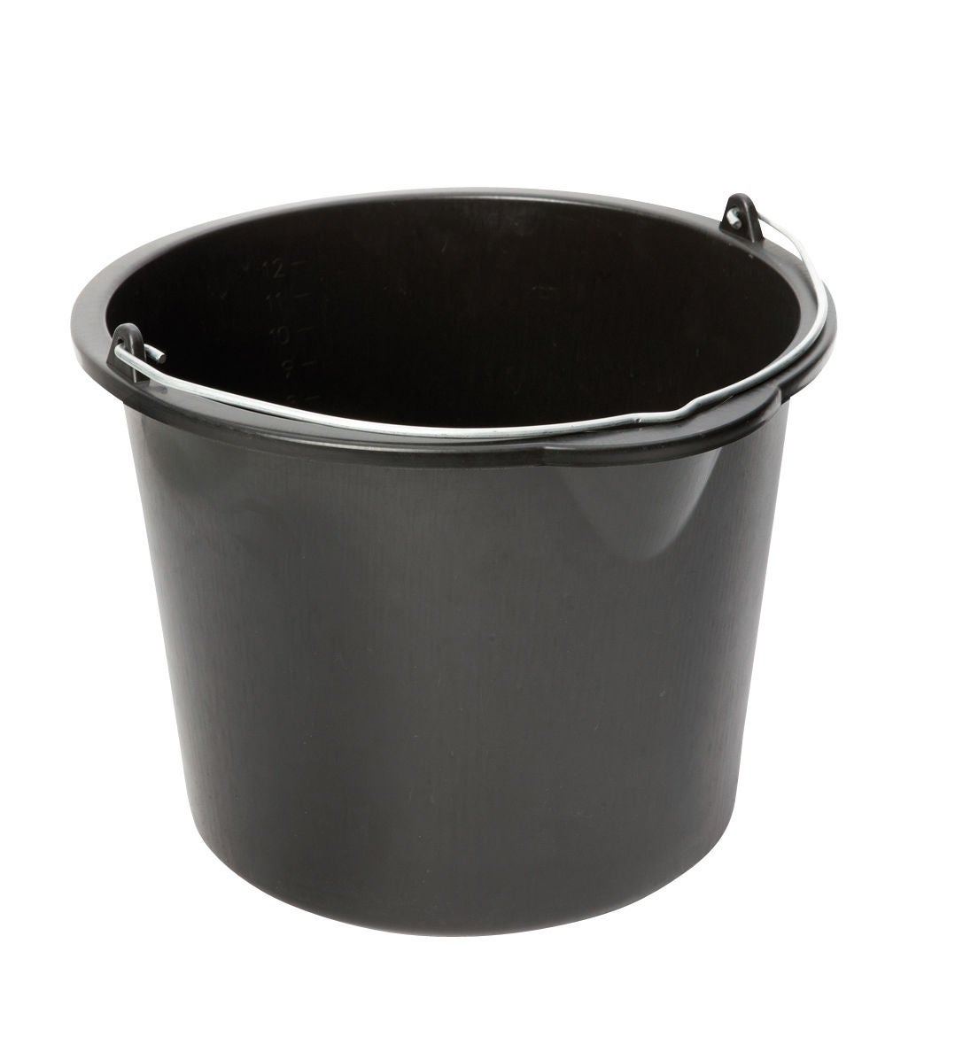 Bouwemmer - Met handgreep in de bodem - 12 Liter - Zwart - 6381033