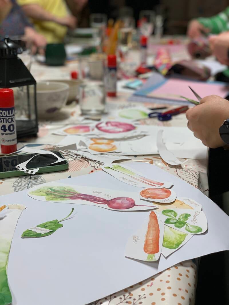 Bastel-Fiwa in Fichtenwalde (Beelitz), Kunstkurse für Erwachsene, Kreativkurse für Erwachsene, Sticken, Aquarell, abstrakte Malerei, Bastelfiwa, kreativ, Kunst, Erwachsene, Kurs, Kreativabend, gemütlich, gesellig, Menschen kennenlernen, zusammen malen,