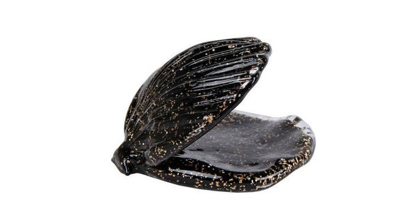 Sculptuur "schelp meguino" zwart/goud glas 11,5x11,5x9cm