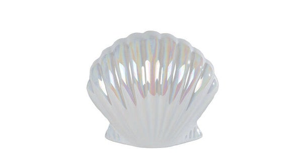 Spaarpot "schelp" pearl aardewerk 13x9x10cm