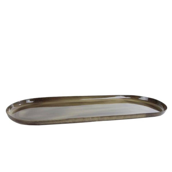 Dienblad "olaf" l antiek groen ovaal metaal 40x15x1,5cm